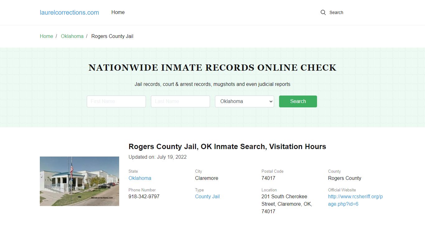 Rogers County Jail, OK Inmate Search, Visitation Hours - Laurel County